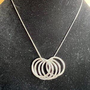 Silpada Sterling Silver 5 Textured Ring Pendant Necklace, 17.5in Long